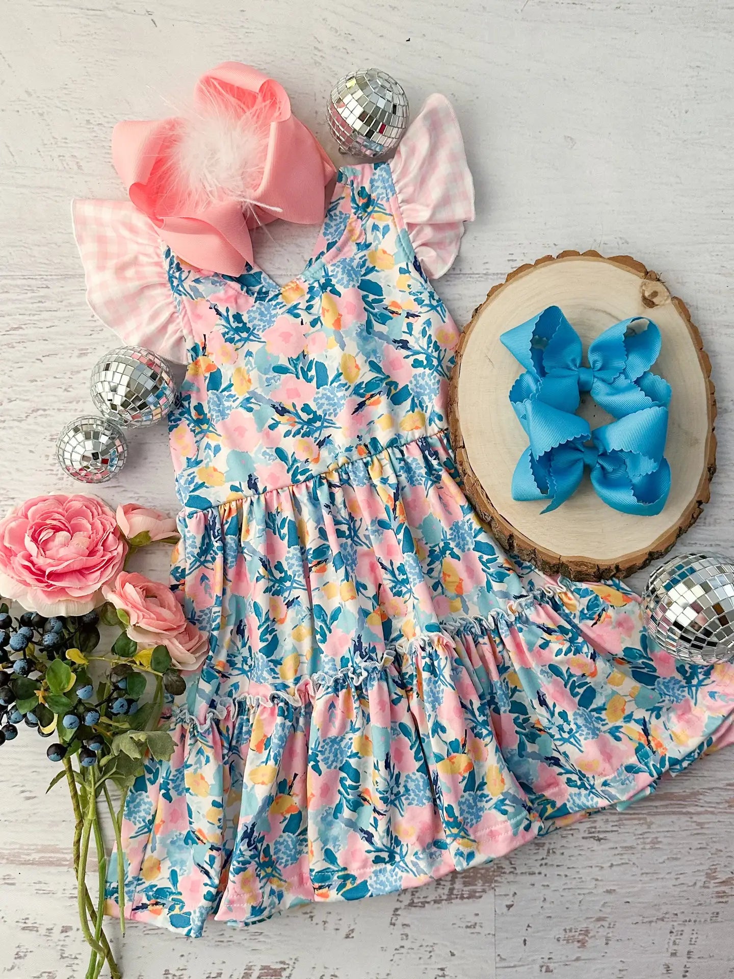 Floral Tiered Girls Twirl Dress