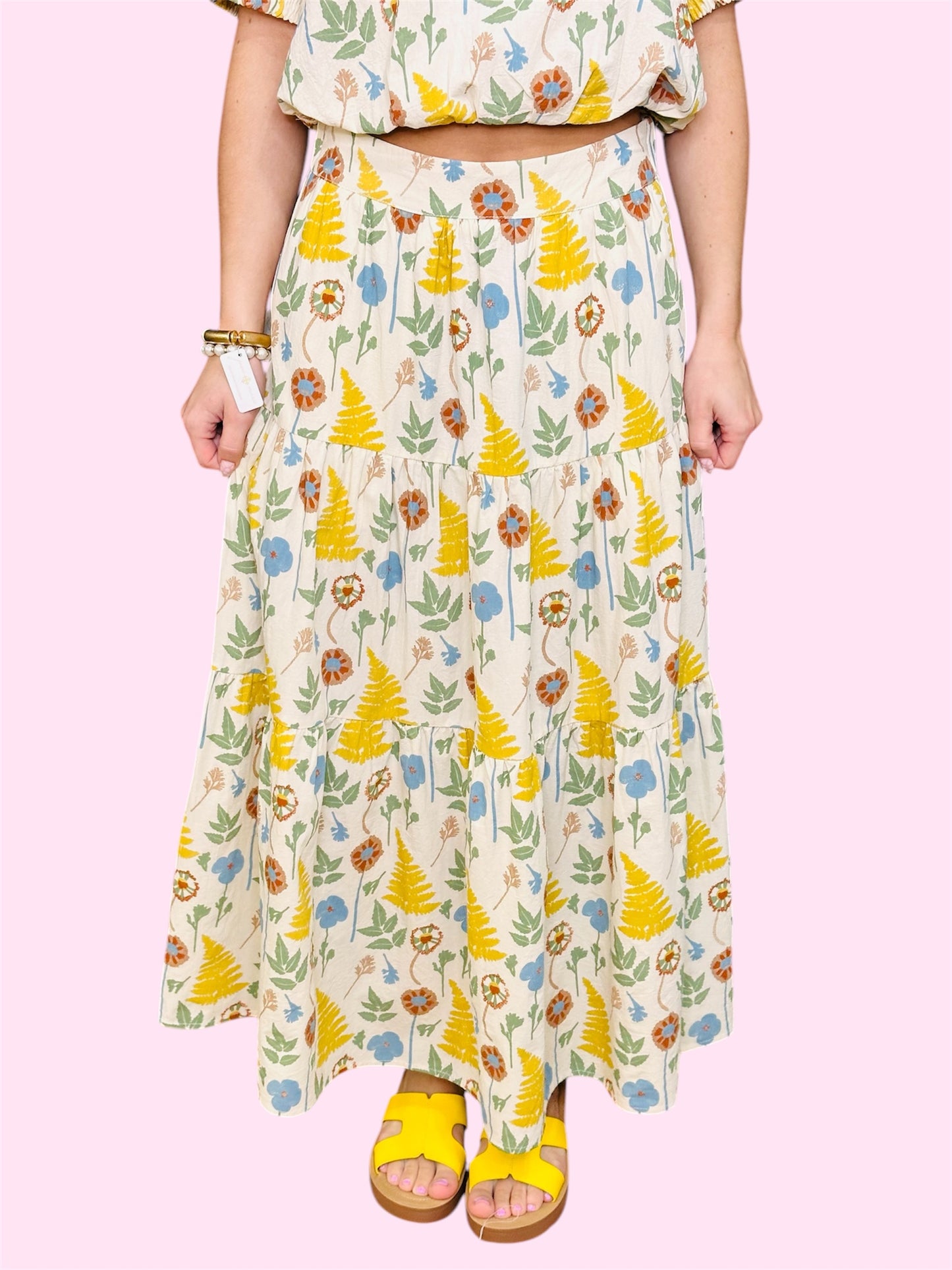 Printed Elastic Waist Skirt