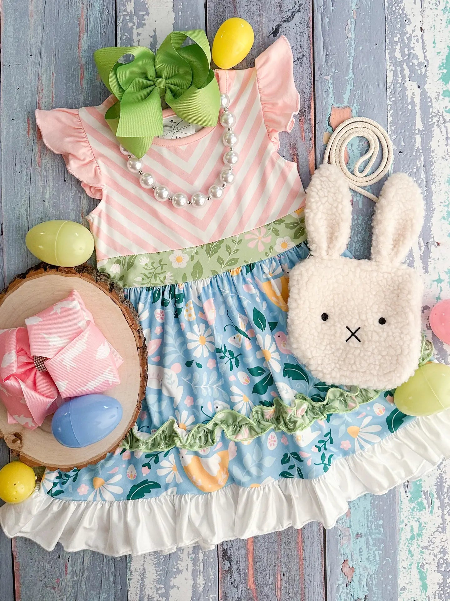 Bunny & Daisies Tiered Girls Twirl Dress