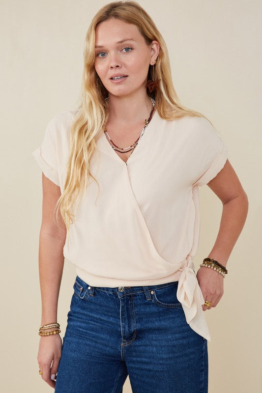 Soft Side Wrap Knit Top