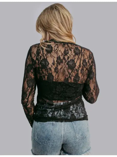 Sheer Elegance Lace Long Sleeve Top