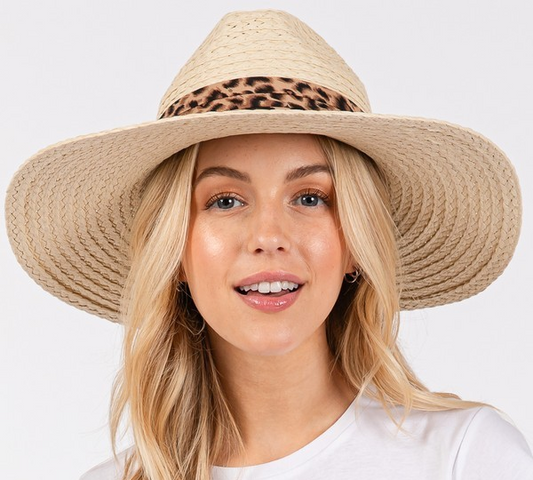 Leopard Band Straw Hat