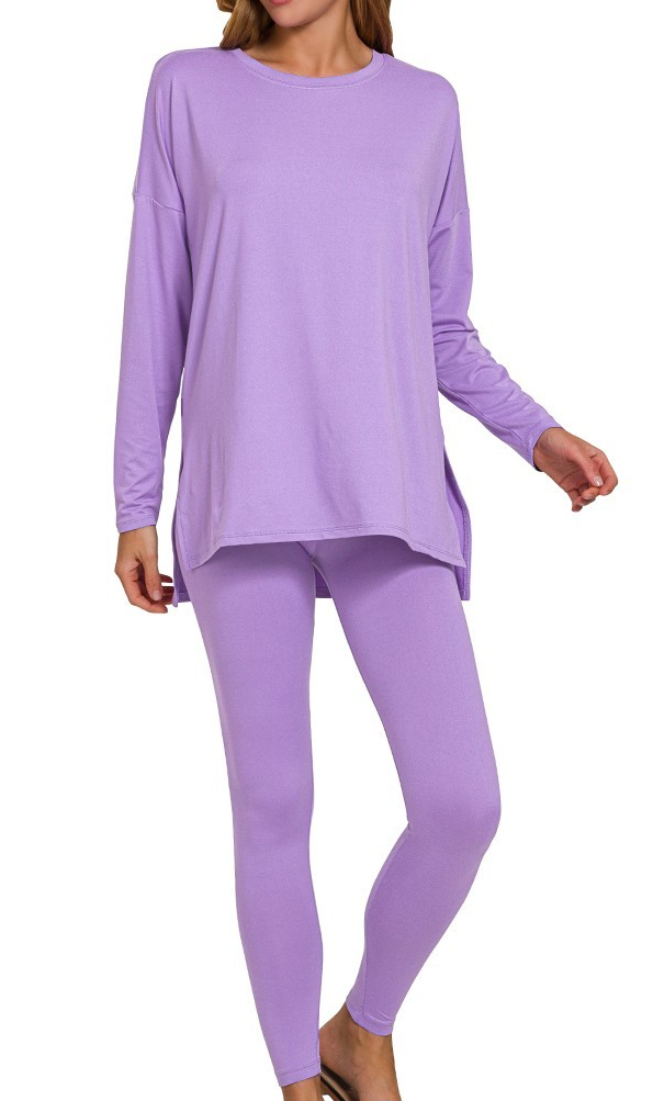 Buttery Soft Long Sleeve Lounge Set-Lavender