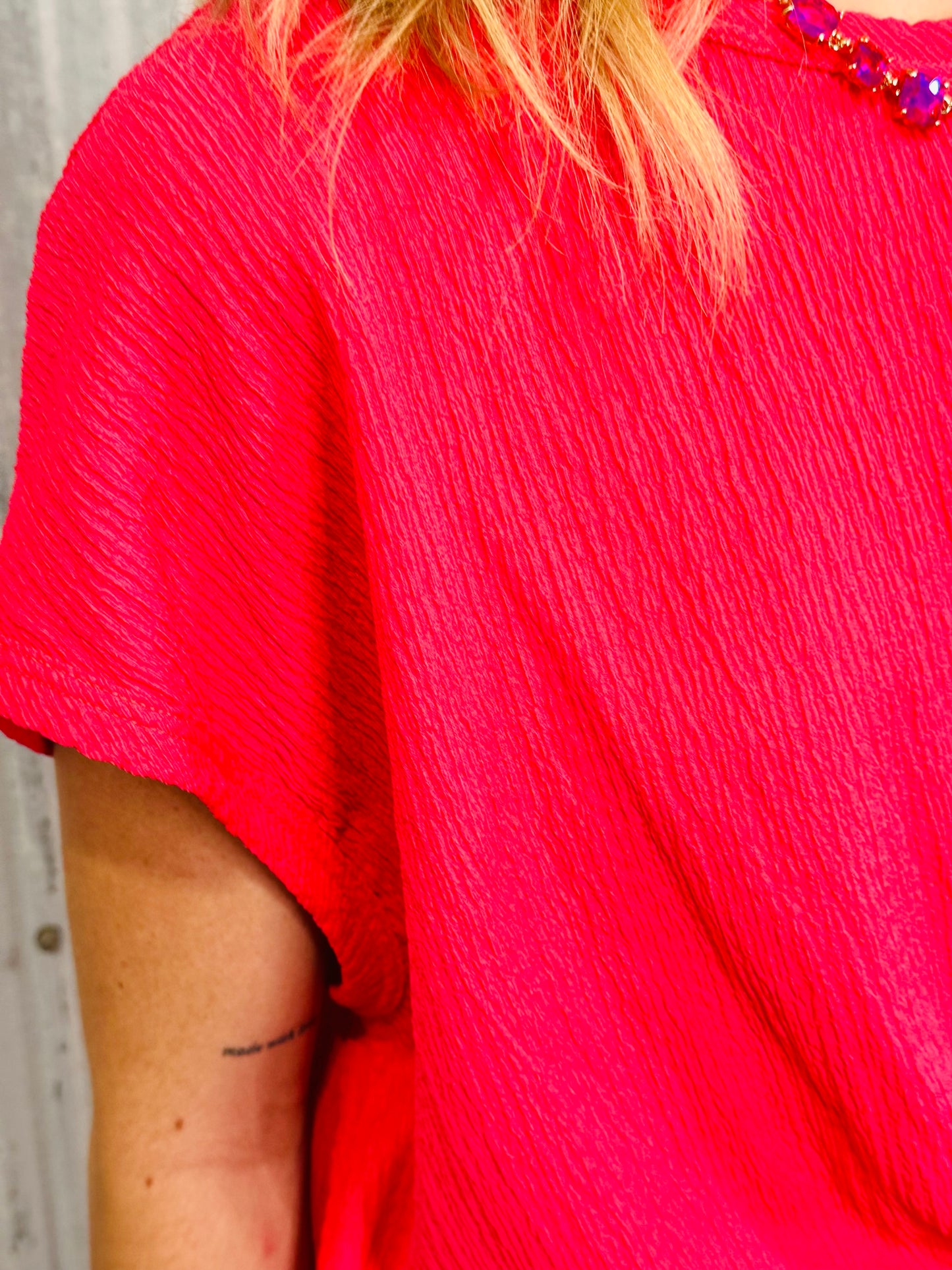 Fuchsia Twist Waist Detail Top