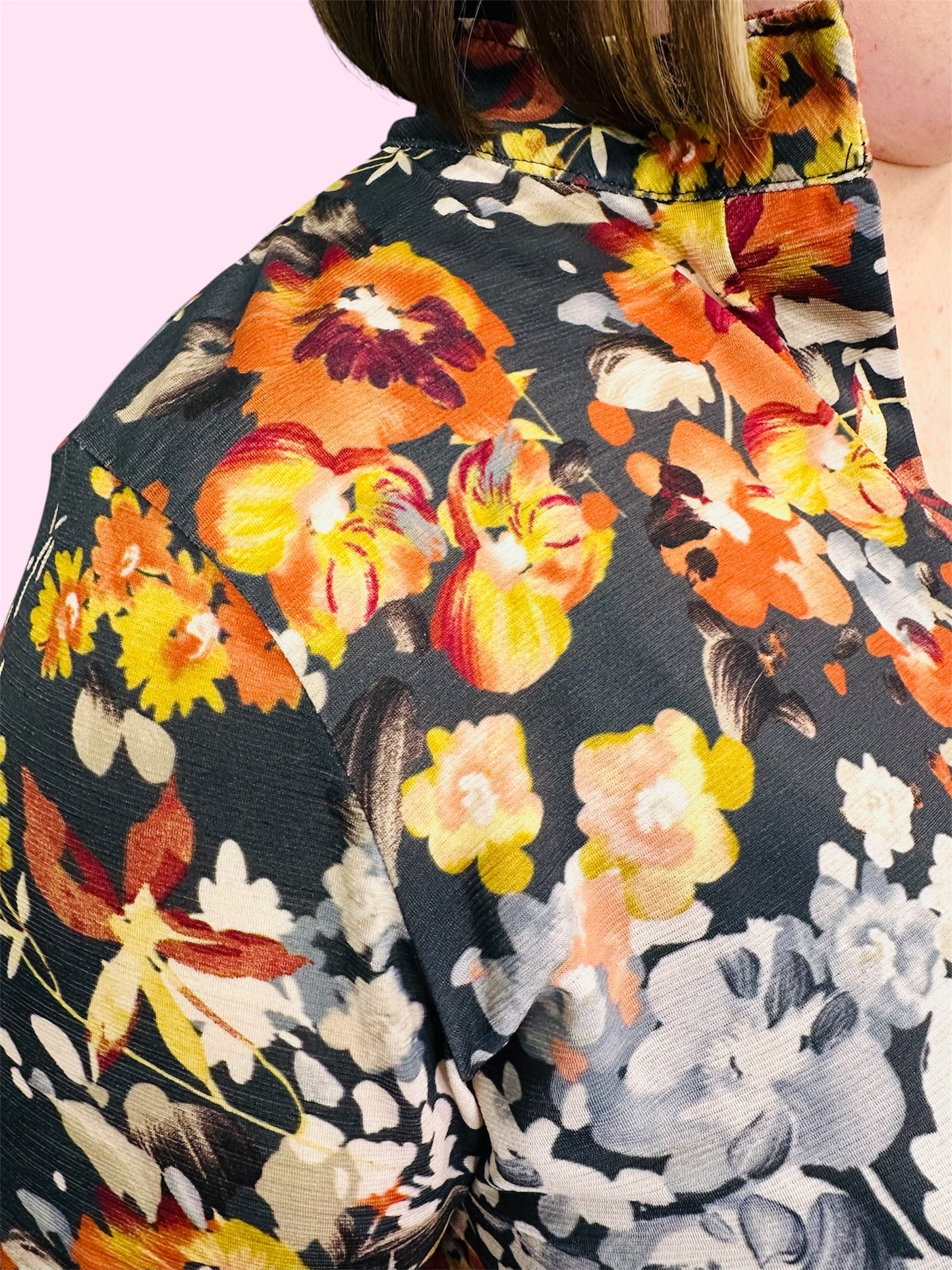 Autumn Bloom Roll-Up Sleeve Top