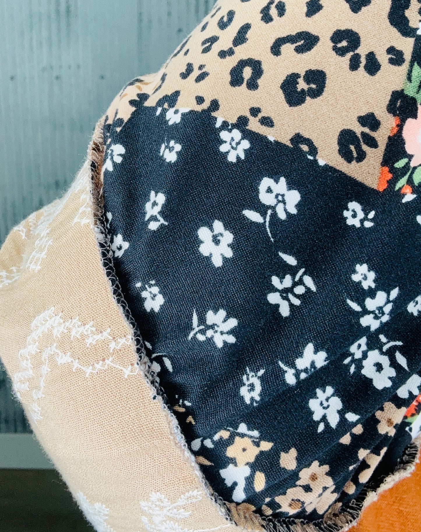 Harvest Blooms Patchwork Sleeve Top