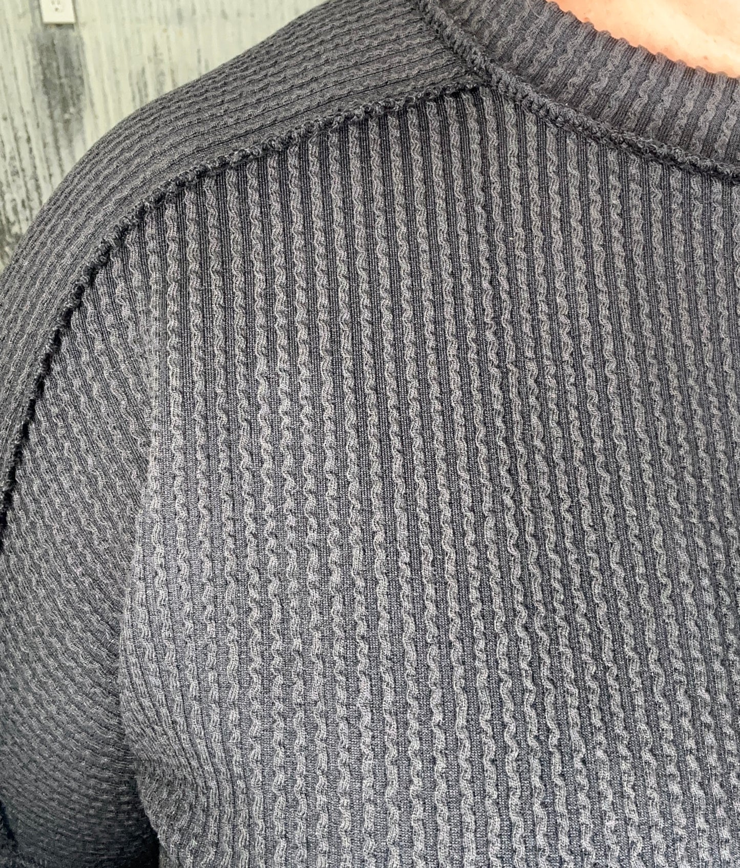Black Ribbed Long Sleeve Top