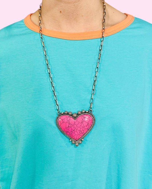 Pink Stone Heart Necklace