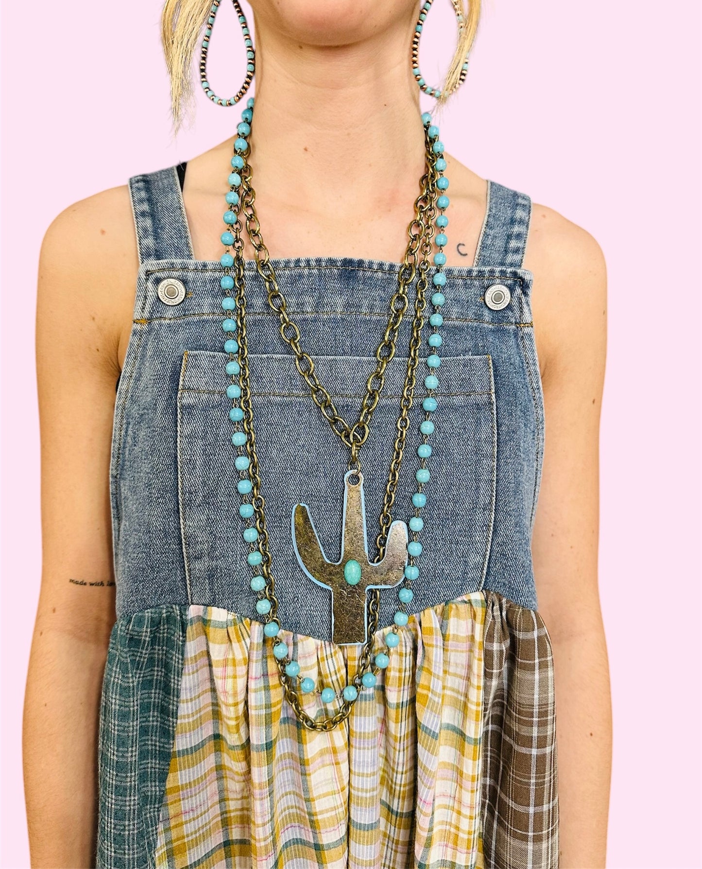 Brass Layered Cactus Necklace