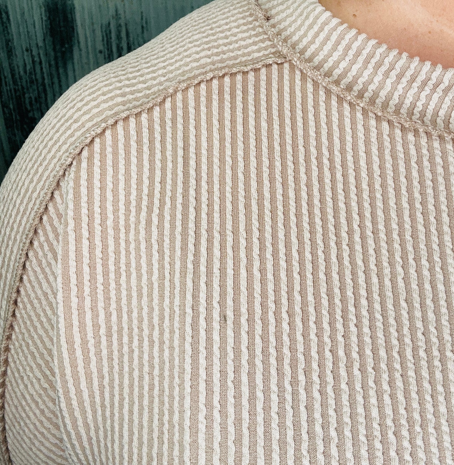 Light Mocha Ribbed Long Sleeve Top
