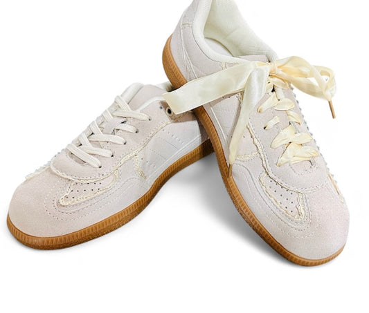 Neutral Lace Trimmed Sneakers