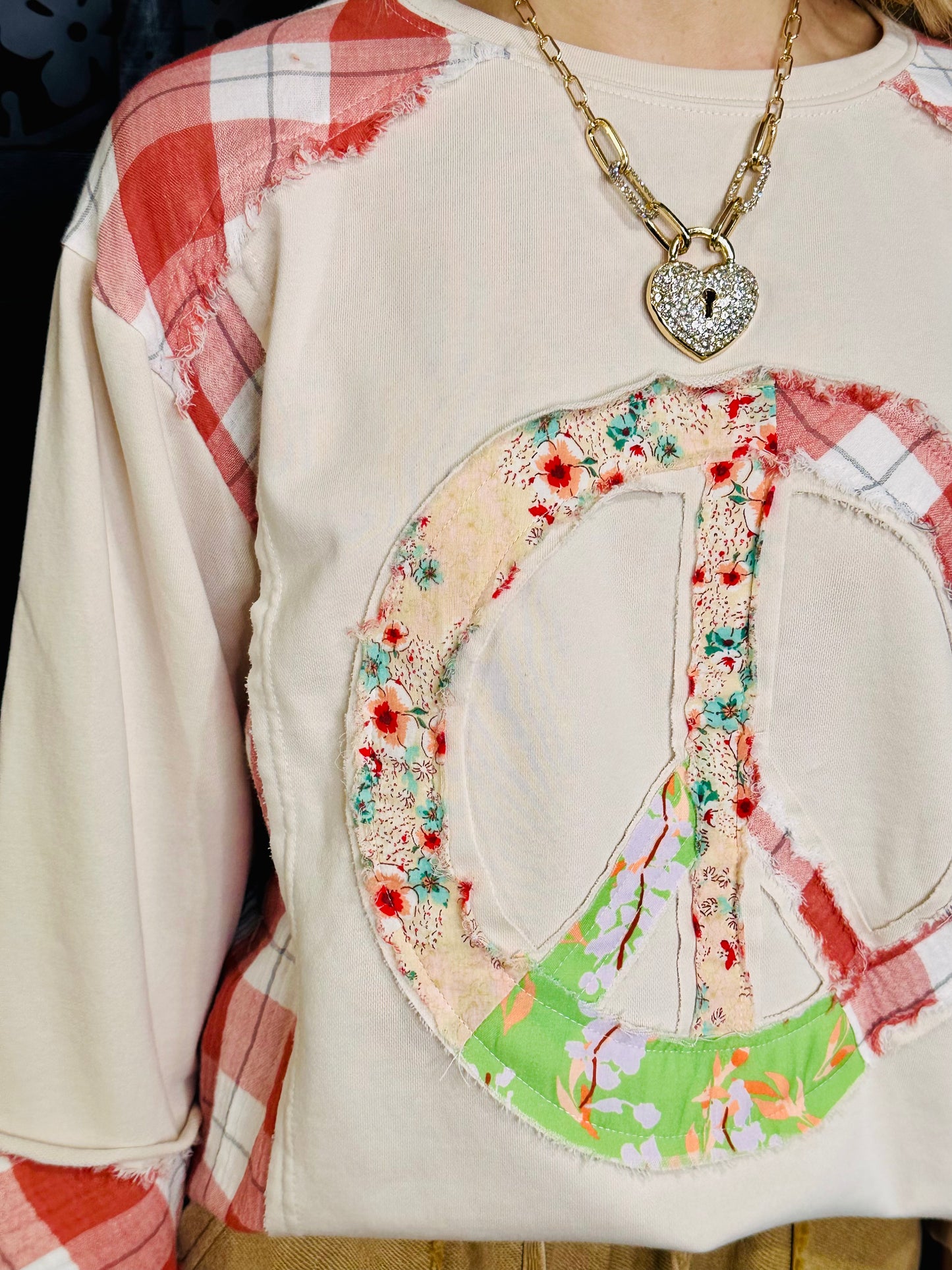 Peace Sign Patchwork Top