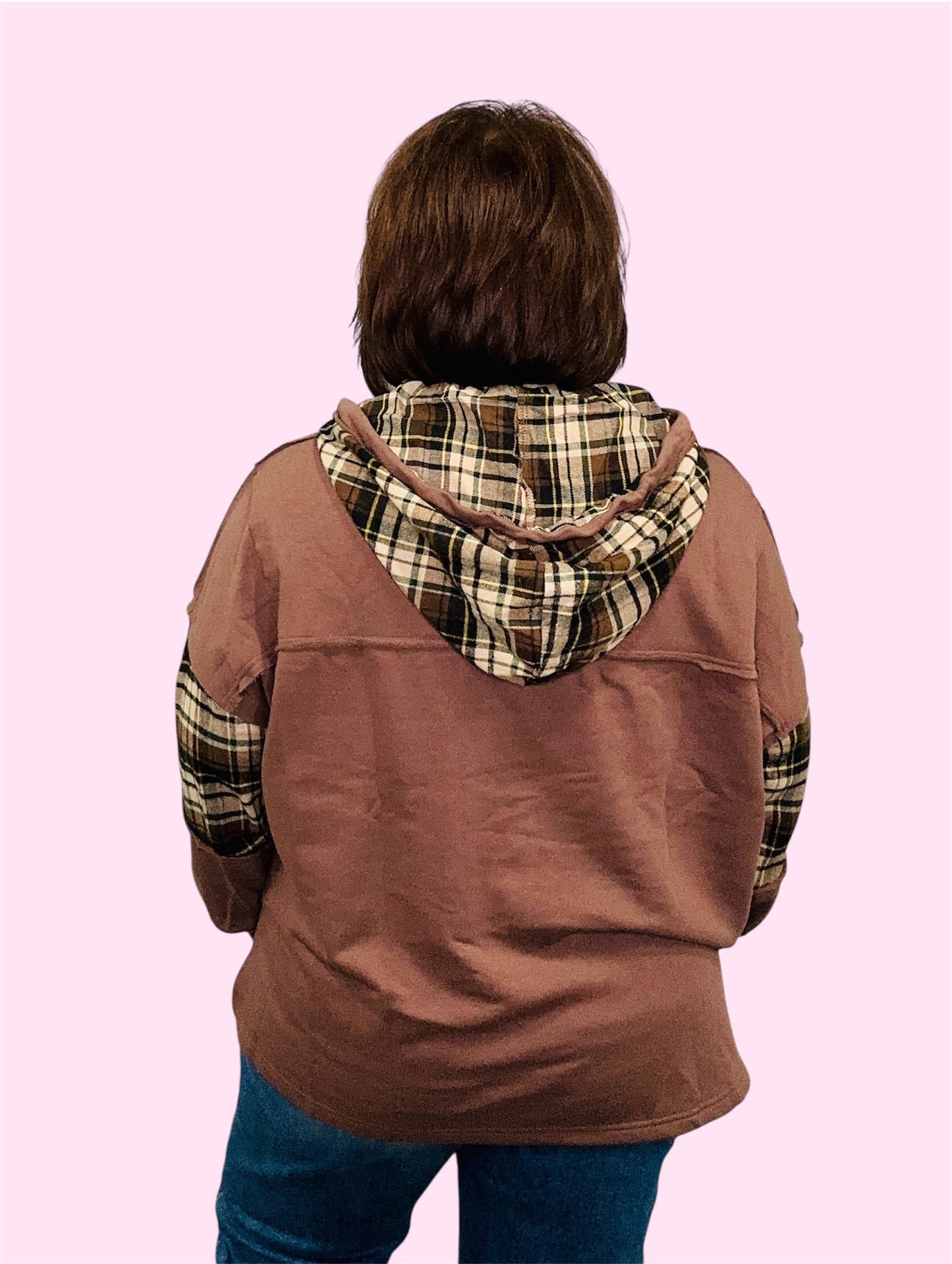 Washed Plaid Star Hoodie