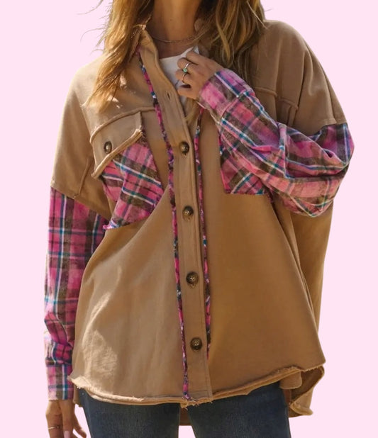 French Terry Mixed Contrast Shacket