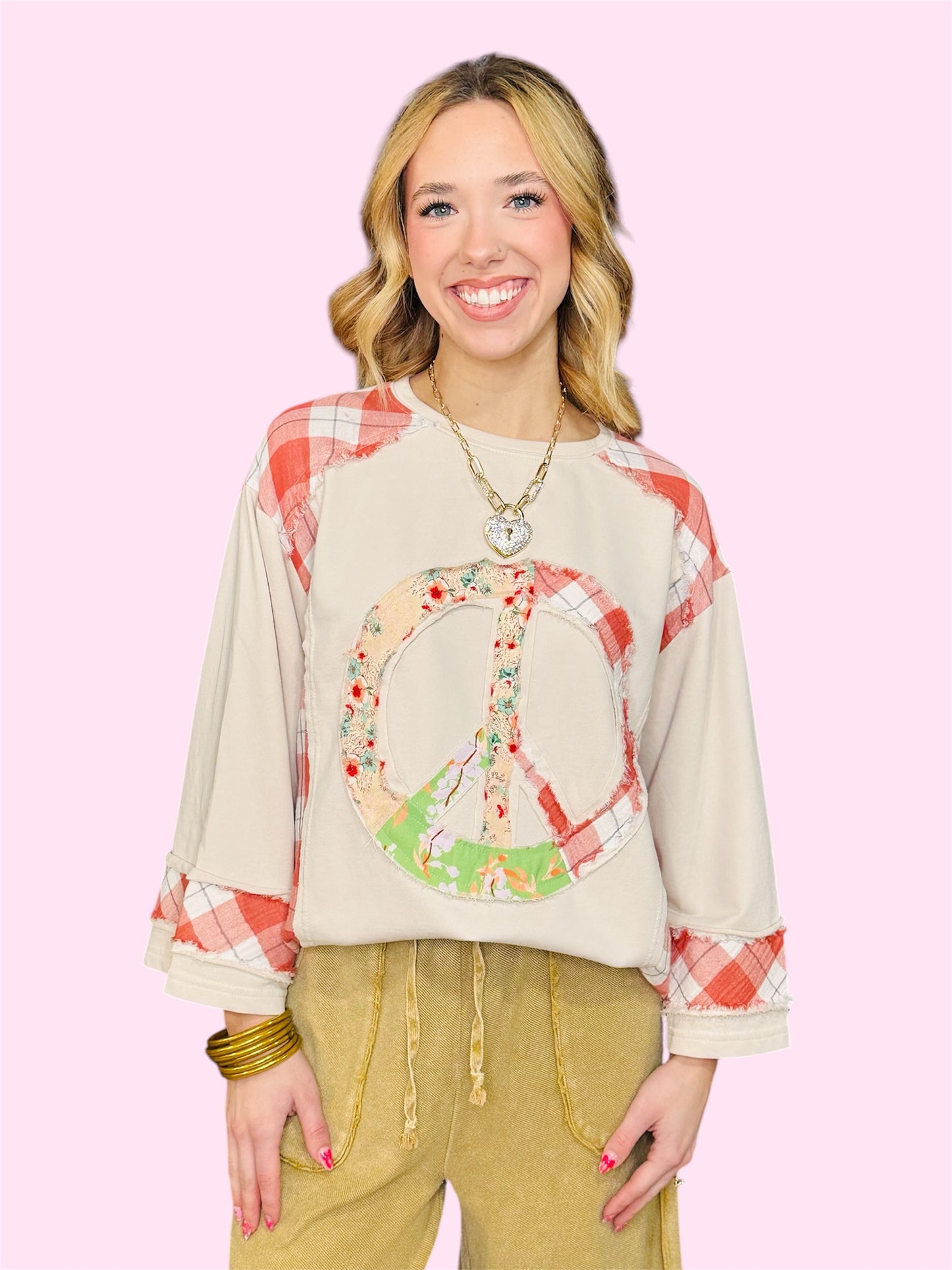 Peace Sign Patchwork Top