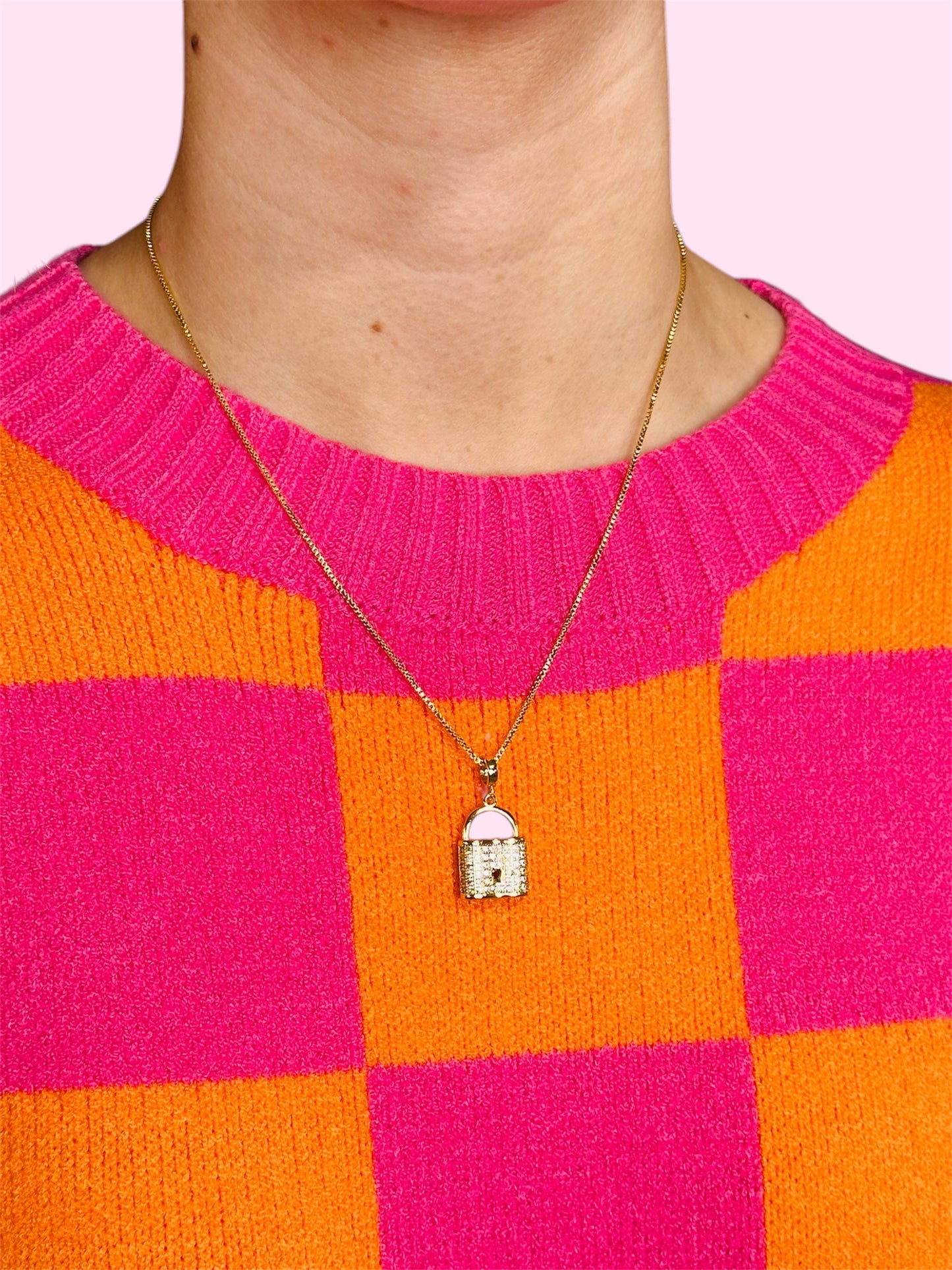 Gold Rhinestone Locket Necklace