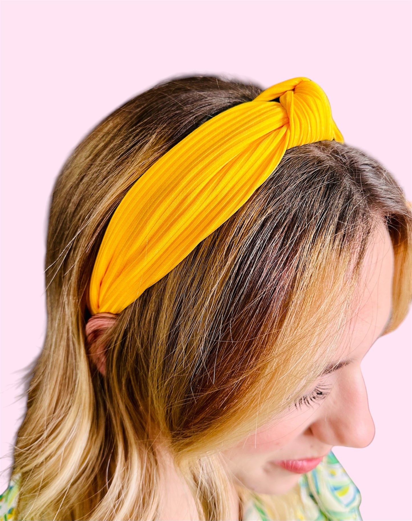 Ribbed Top Knot Headband-Sun