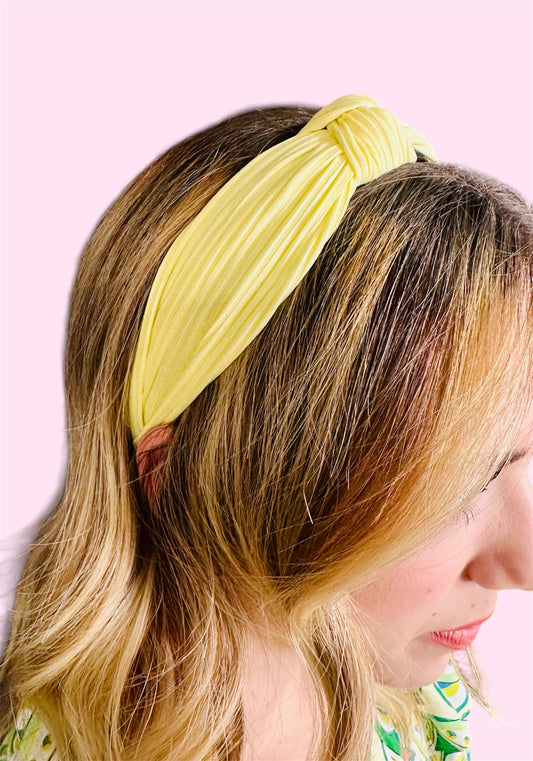 Ribbed Top Knot Headband-Pale Yellow