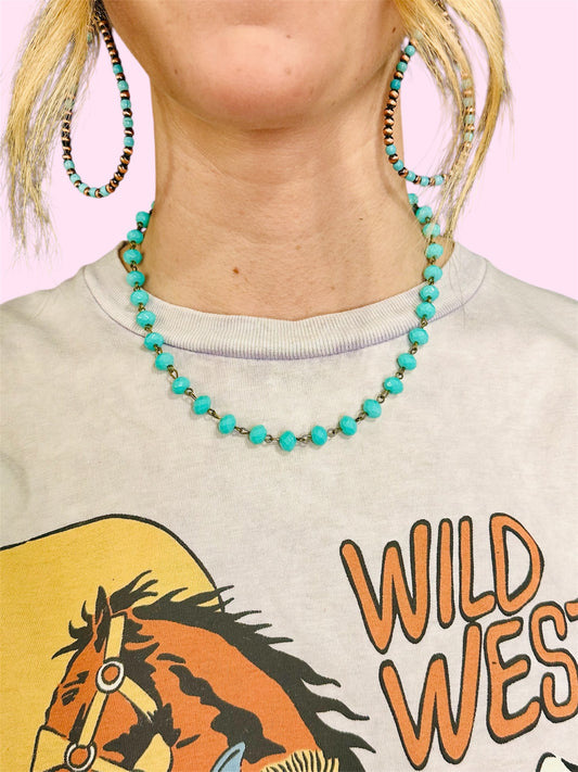 Turquoise Crystal Bead Necklace