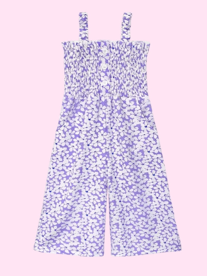 Purple Floral Smocked Romper