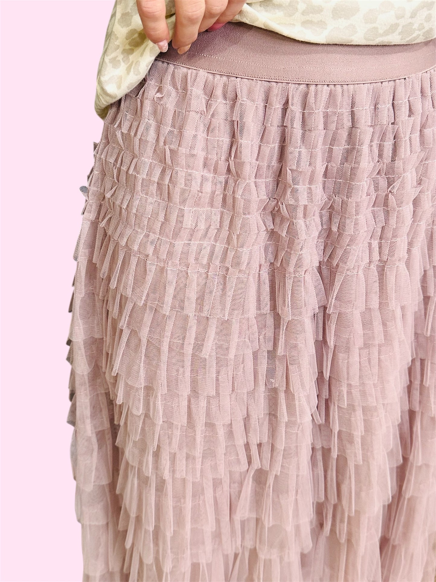 A-Line Tiered Layered Tulle Skirt-Neutral