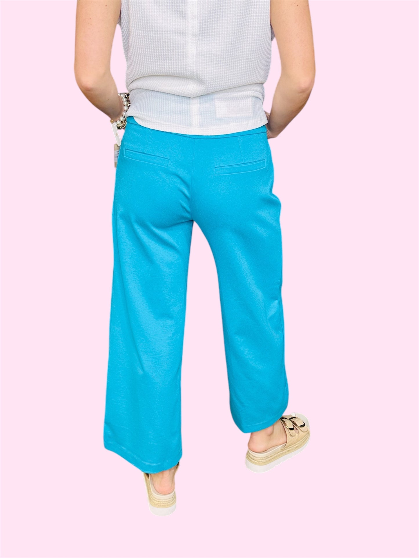 "Magic" Wide Cropped Pants-Teal