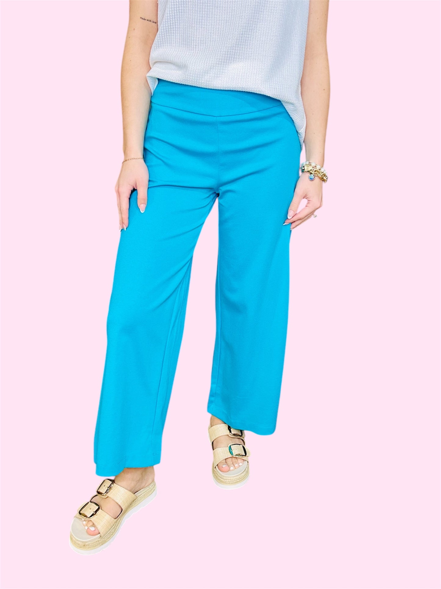 "Magic" Wide Cropped Pants-Teal