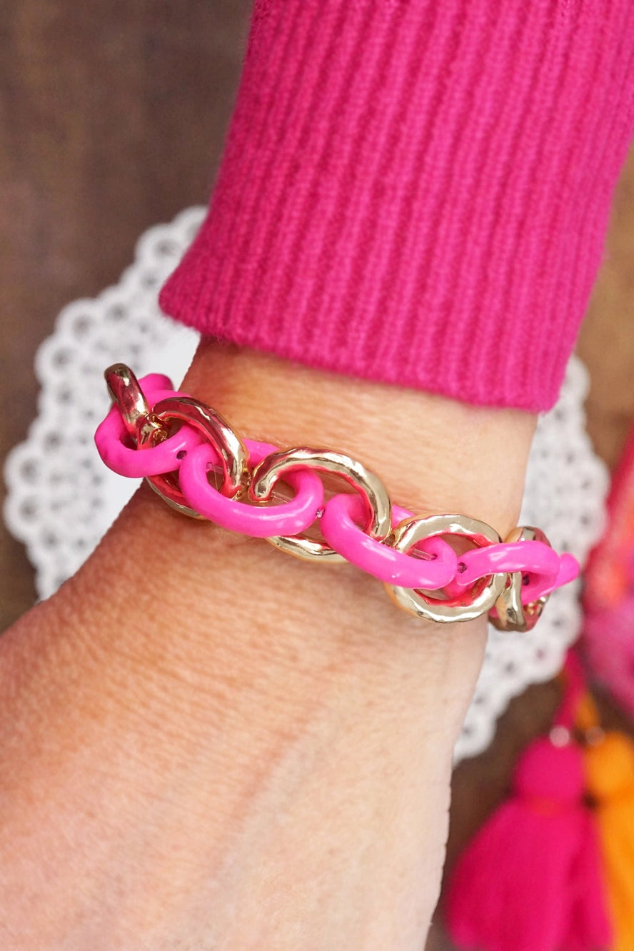 Chunky Chain Bracelet- Fuchsia