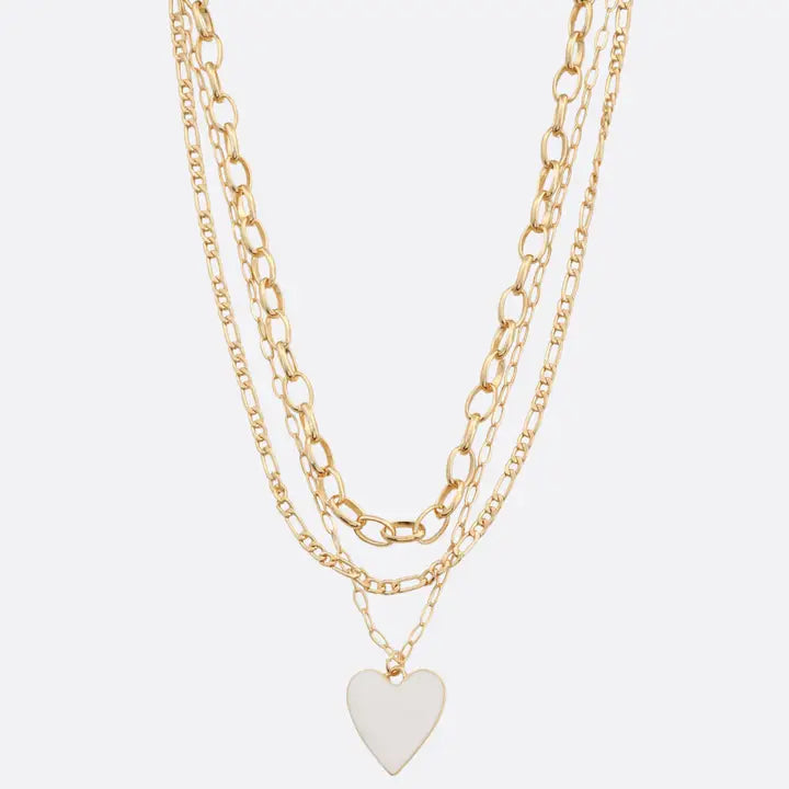 Layered Gold Heart Pendant Necklace