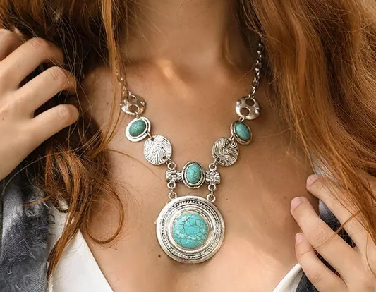 Turquoise & Silver Pendant Necklace