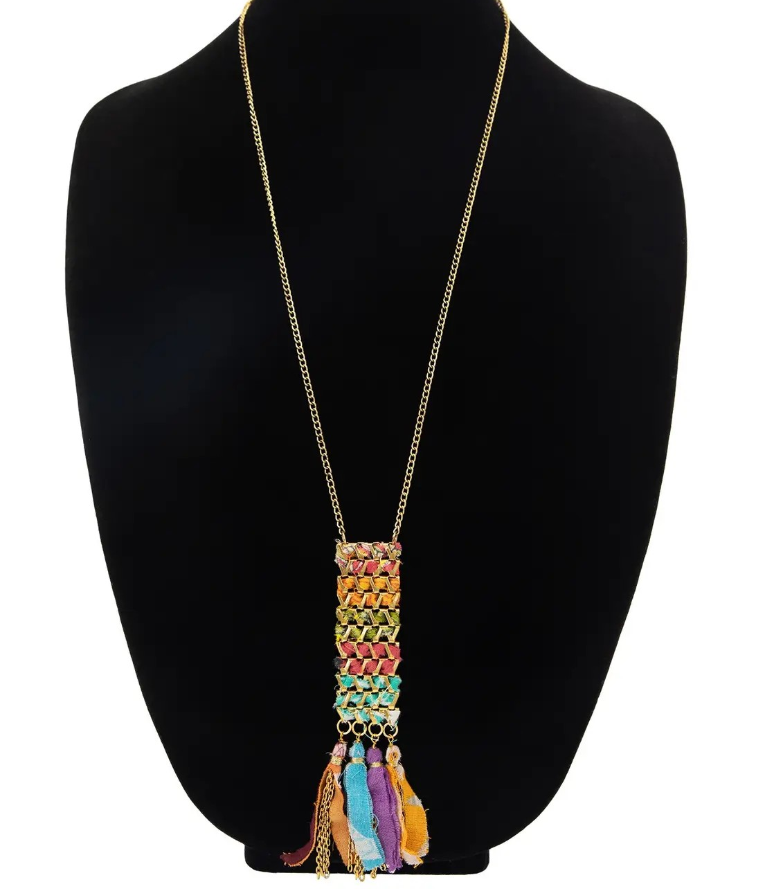 Layered Woven Tassel Necklace