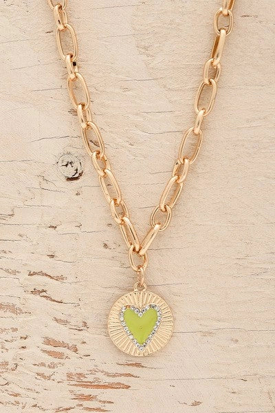 Epoxy Heart Charm Necklace