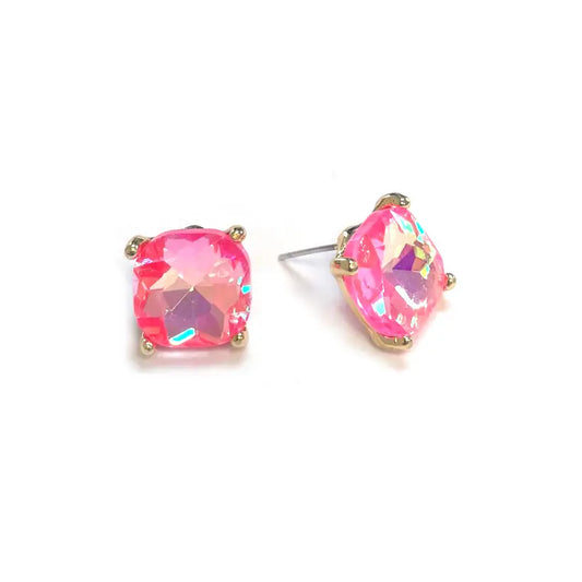 Neon Fuchsia AB Stud Earrings