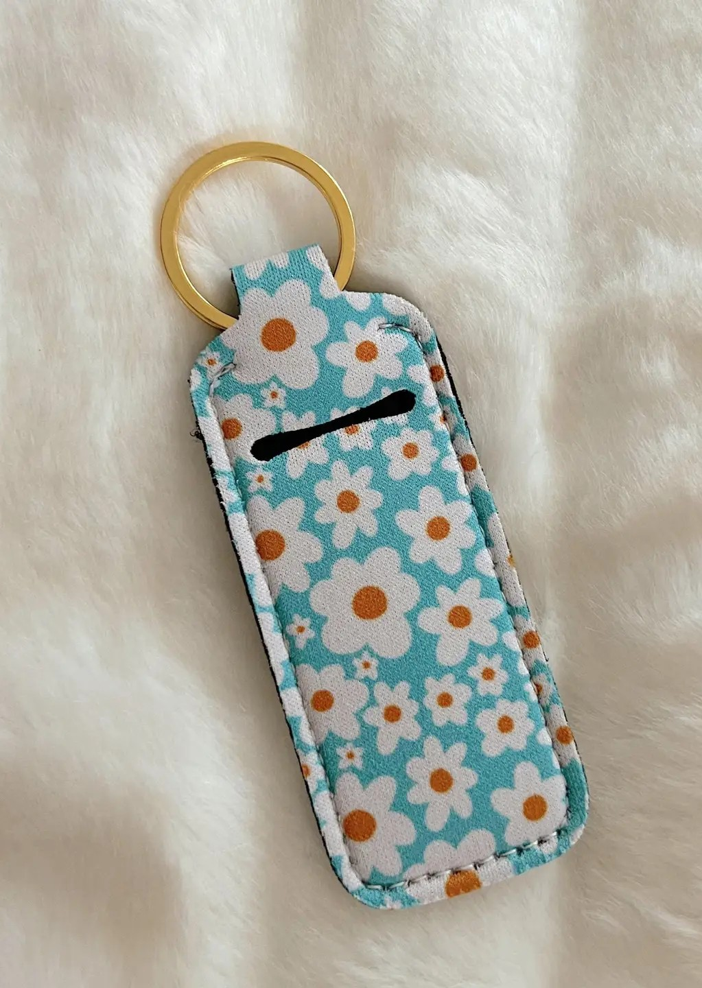 Lip Balm Keychain Holder-Blue Daisy