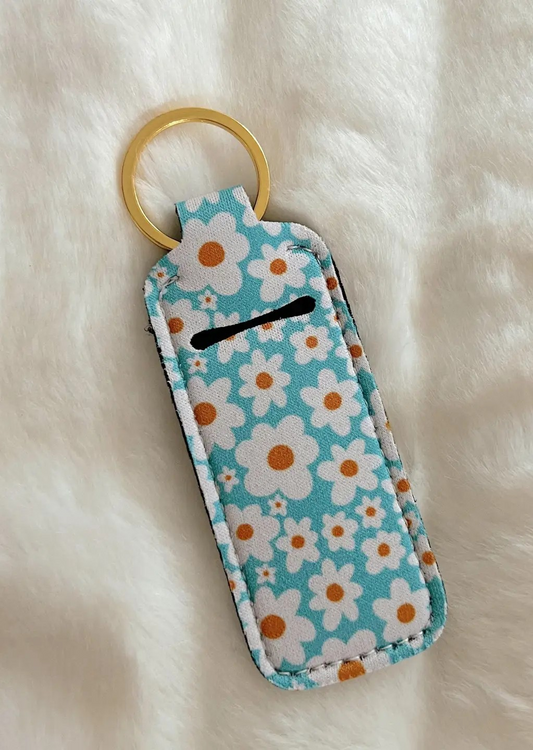 Lip Balm Keychain Holder-Blue Daisy