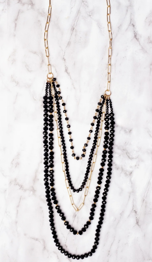Midnight Luxe Beaded Layered Necklace