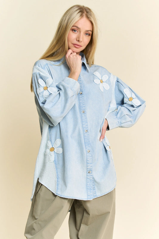 Light Wash Daisy Button-Up
