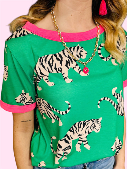 Tiger Print Jersey Top