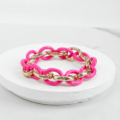 Chunky Chain Bracelet- Fuchsia