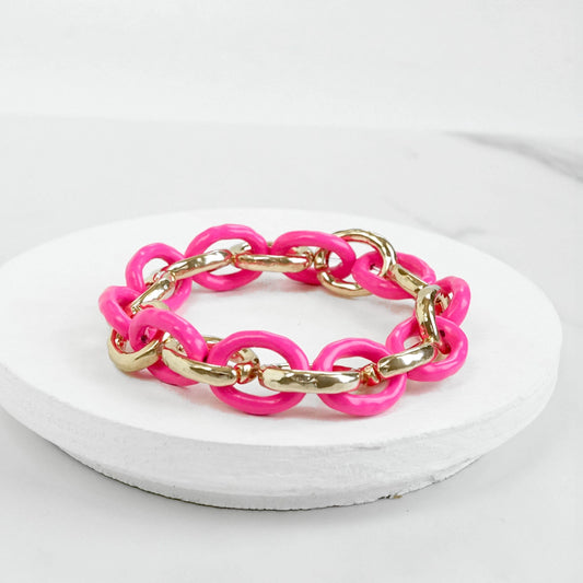 Chunky Chain Bracelet- Fuchsia
