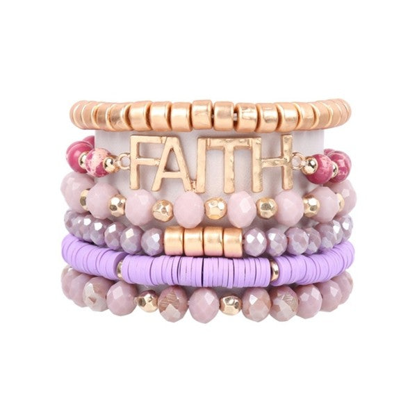 Mixed Bead FAITH Bracelet Set