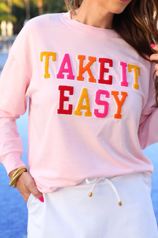 “Take It Easy” Chenille Patch Pullover