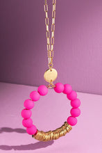 Load image into Gallery viewer, Clay Bead Pendant Necklace- Fuchsia
