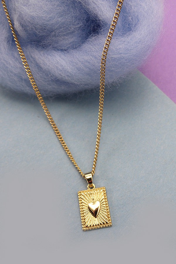 Gold Heart Charm Pendant Necklace