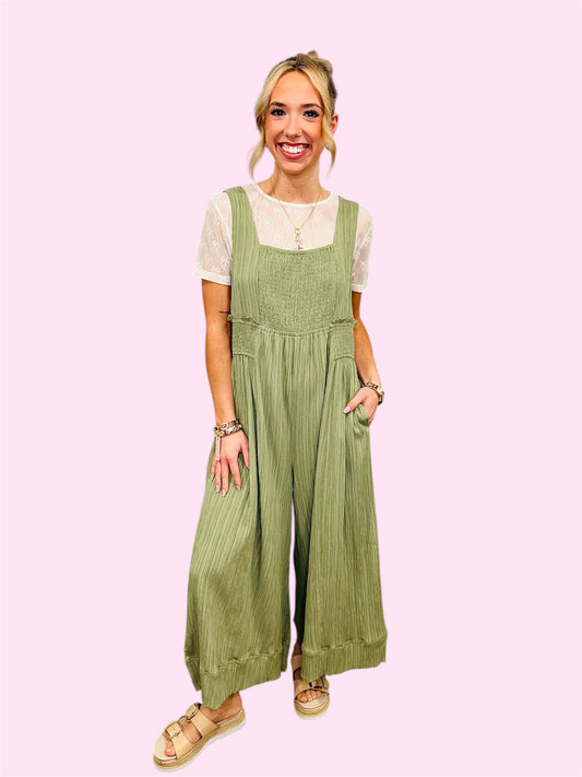 Wide Leg Jumpsuit- Sage