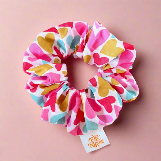 Hair Scrunchie-Multi Color Hearts