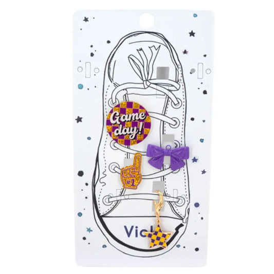 Purple & Gold Game Day Shoe Charms – Set of 4
