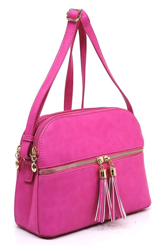 Tassel Crossbody Bag- Fuchsia