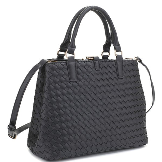 Braided Satchel Bag- Black