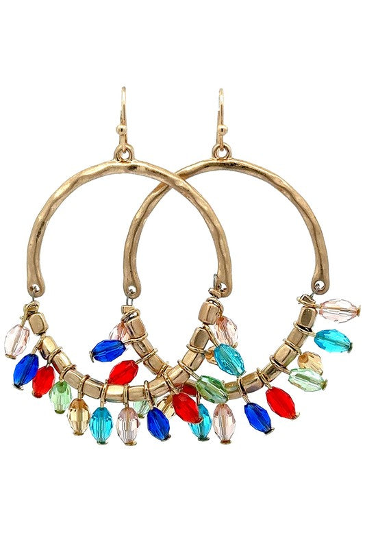 Beaded Hoop Earrings- Multi